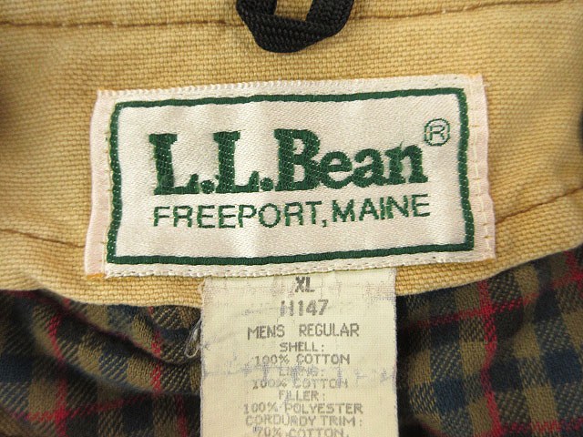 【中古】エルエルビーン L.L.BEAN 80s ハンティングジャケット カバーオール ライナー付き USA製 ベージュ XL