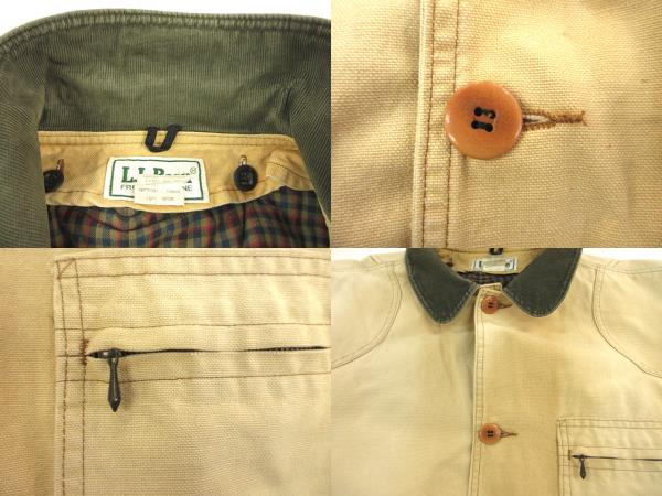 【中古】エルエルビーン L.L.BEAN 80s ハンティングジャケット カバーオール ライナー付き USA製 ベージュ XL