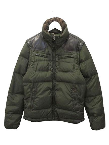 【中古】ディーゼル DIESEL 2WAY ダウンジャケット ダウンベスト M グリーン ジップアップ アウター メンズ
