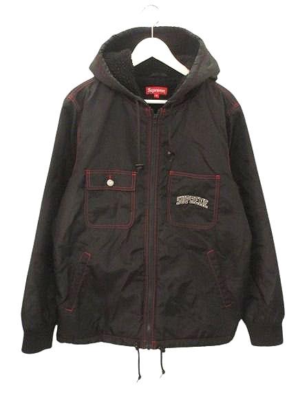 【中古】シュプリーム SUPREME Sherpa Lined Nylon Zip Up Jacket 裏地 ボア ナイロン ジップアップジャケット M 黒