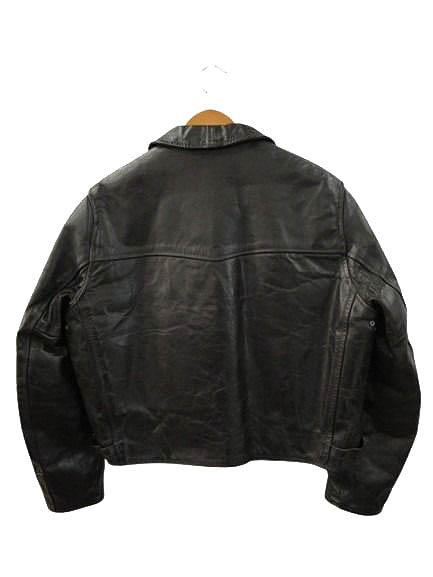 【中古】エアロレザー AEROLEATHER ロングショアマン レザー ジャケット ホースハイド ムートン 茶芯 ブラック 42