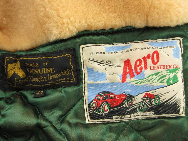 【中古】エアロレザー AEROLEATHER ロングショアマン レザー ジャケット ホースハイド ムートン 茶芯 ブラック 42