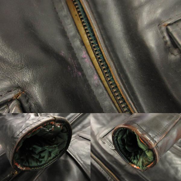 【中古】エアロレザー AEROLEATHER ロングショアマン レザー ジャケット ホースハイド ムートン 茶芯 ブラック 42