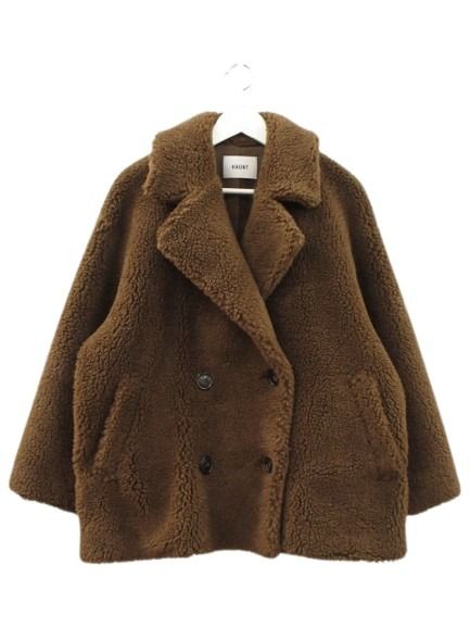 【中古】ハウント HAUNT ボアコート BOA COAT 36 ダークブラウン 茶 アウター 上着 レディース