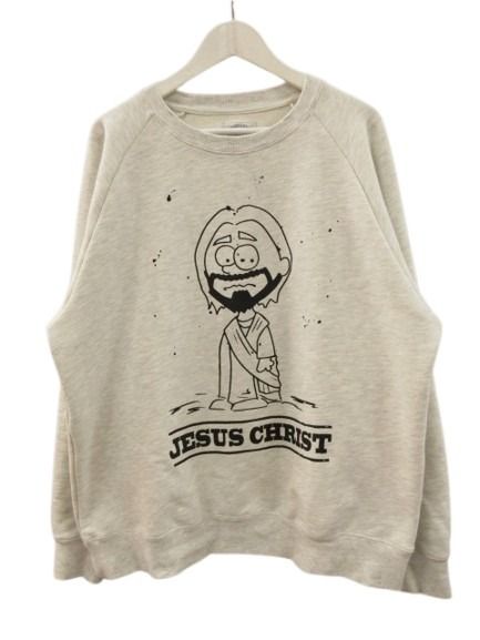 【中古】サミット SOMEIT JESUS CHRIST スウェット ヴィンテージ加工 プリント ライトグレー L メンズ