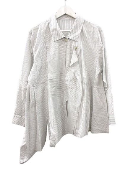 【中古】ジウ 慈雨 センソユニコ ストライププリントブラウス 40 変形 ホワイト 白 トップス 2024 レディース