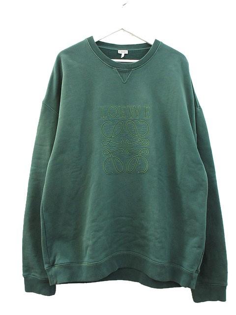 【中古】ロエベ LOEWE スウェットシャツ アナグラム エンブロイダリー L グリーン 緑 プルオーバー トレーナー ☆AA★
