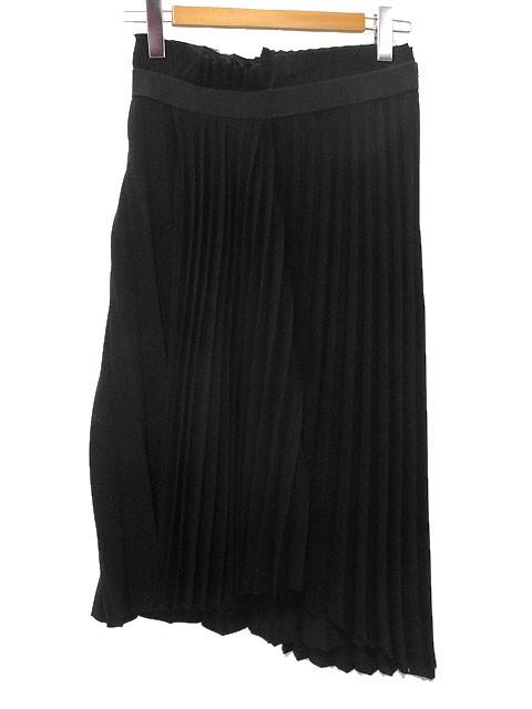 【中古】バレンシアガ BALENCIAGA プリーツ スカート ロゴジャガード 38 ブラック 黒 アシンメトリー 529757 ☆AA★