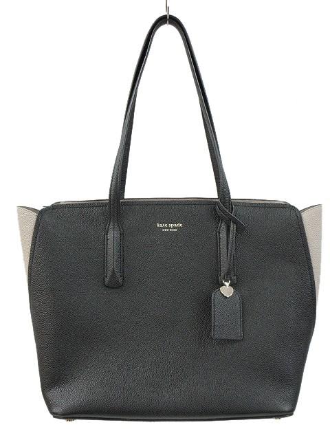 【中古】ケイトスペード KATE SPADE トートバッグ マルゴー バイカラー 黒 ブラック グレージュ 鞄 手持ちかばん