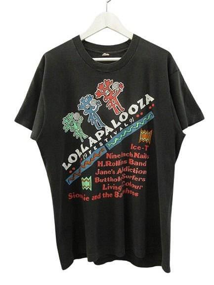 【中古】ヴィンテージ VINTAGE 90s ロラパルーザ Lollapalooza 1991 フェスティバル Tシャツ 両面プリント ブラック