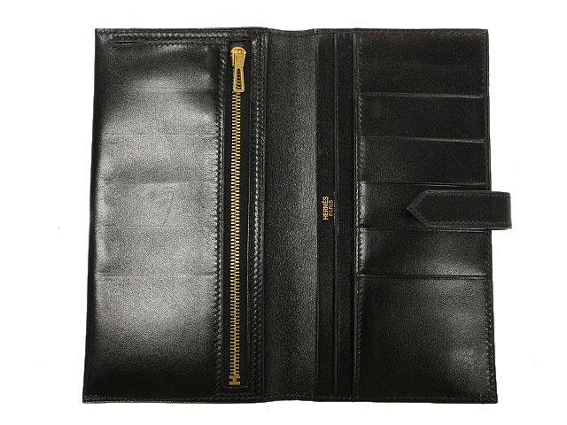 【中古】エルメス HERMES クラシック ベアン 長財布 ブラック 黒 ゴールド金具 ボックスカーフ □G刻印 ウォレット_2