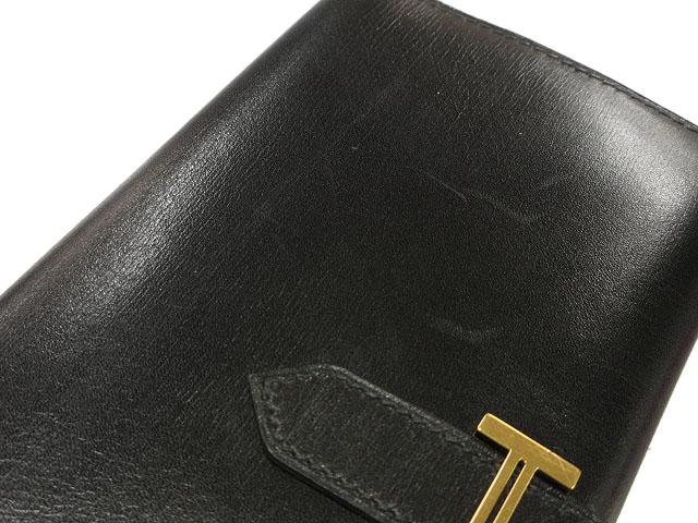 【中古】エルメス HERMES クラシック ベアン 長財布 ブラック 黒 ゴールド金具 ボックスカーフ □G刻印 ウォレット_4