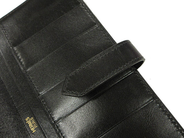 【中古】エルメス HERMES クラシック ベアン 長財布 ブラック 黒 ゴールド金具 ボックスカーフ □G刻印 ウォレット_5