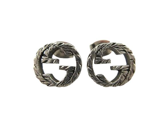 【中古】グッチ GUCCI インターロッキングG スタッドピアス GG 457109 J8400 0811 SILVER しろがね色 付属品