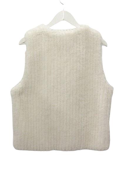【中古】LIGNAGGIO リナージオ × ECOPEL フェイクストライプファー ショートジレ M アイボリー ベスト トップス_1