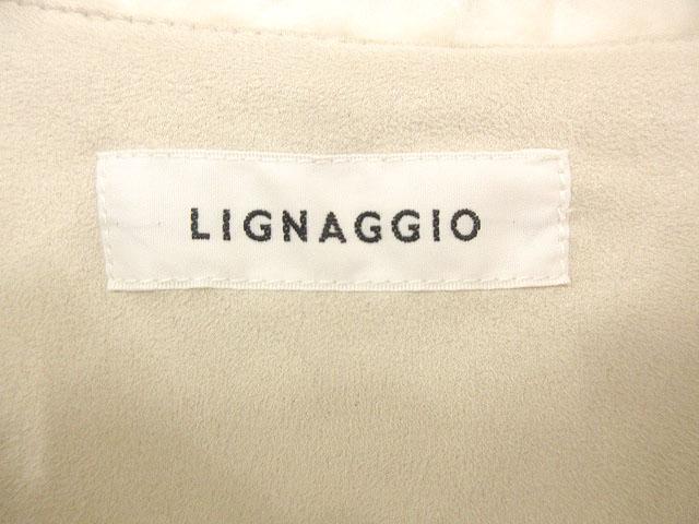 【中古】LIGNAGGIO リナージオ × ECOPEL フェイクストライプファー ショートジレ M アイボリー ベスト トップス_2