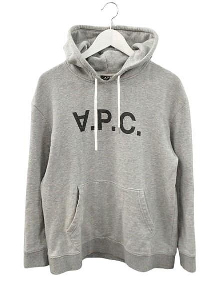 【中古】アーペーセー A.P.C. ロゴプリント パーカー プルオーバー XS グレー 長袖 トップス メンズ レディース