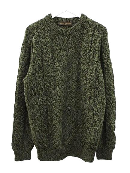 【中古】ルイヴィトン LOUIS VUITTON 有線テレビ編み物 プルオーバー M 緑であること トップス ☆AA★ メンズ