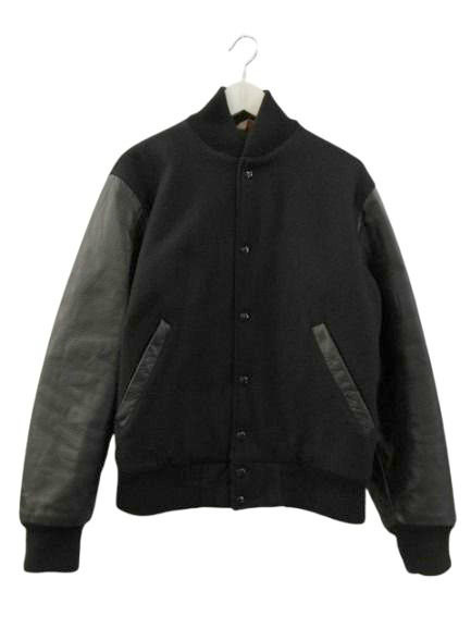 【中古】エンパイア EMPIRE 80s スタジャン アワードジャケット 袖レザー オールブラック M メンズ