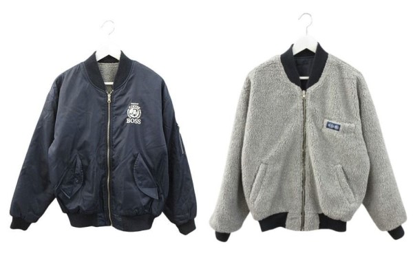 【中古】SUNTORY サントリー BOSSジャン ボスジャン MA-1 ネイビー ブルゾン リバーシブル ジャケット アウター