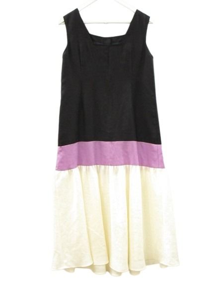 【中古】グレースコンチネンタル GRACE CONTINENTAL Class リネンタッチ配色ワンピース ネイビー 2024SS
