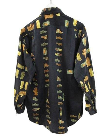 【中古】ポールスミス PAUL SMITH 90s シューズ柄 靴柄 シャツ ネイビー M メンズ_1