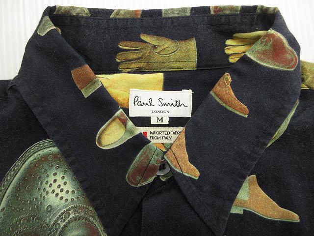 【中古】ポールスミス PAUL SMITH 90s シューズ柄 靴柄 シャツ ネイビー M メンズ_3
