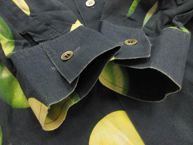 【中古】ポールスミス PAUL SMITH 90s フルーツ柄 リンゴ柄 シャツ 長袖 ネイビー M メンズ_2