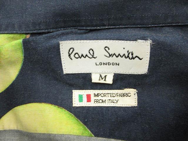 【中古】ポールスミス PAUL SMITH 90s フルーツ柄 リンゴ柄 シャツ 長袖 ネイビー M メンズ_3