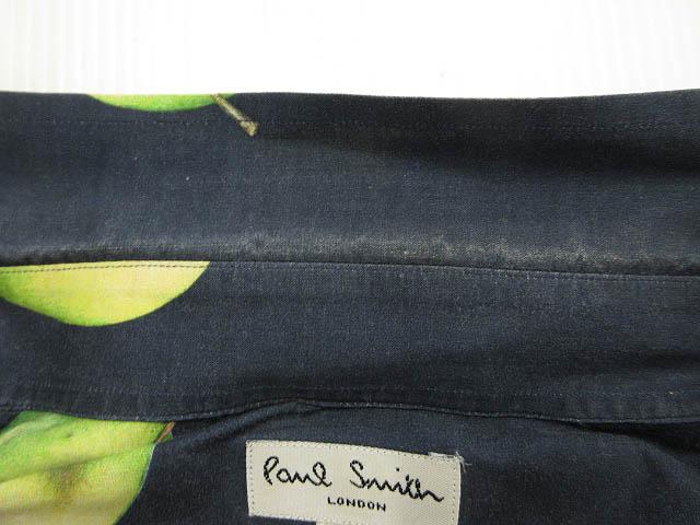 【中古】ポールスミス PAUL SMITH 90s フルーツ柄 リンゴ柄 シャツ 長袖 ネイビー M メンズ_5