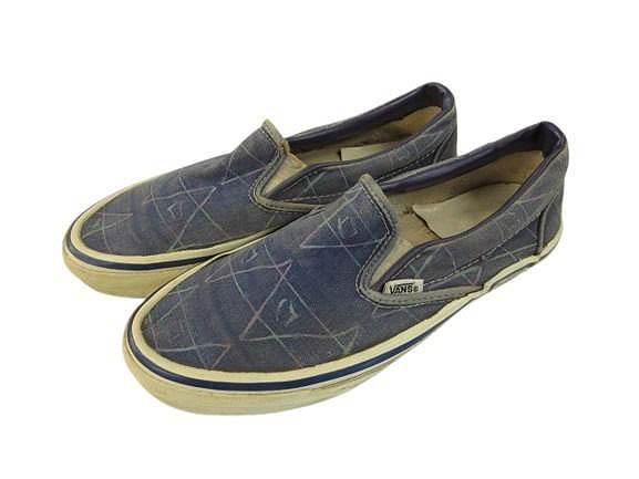 【中古】バンズ VANS 80s 90s スリッポン 革張り USA製 スニーカー キャンバス ヴィンテージ シューズ 総柄