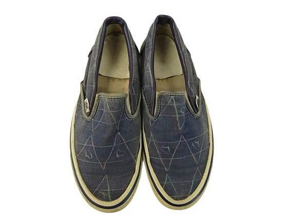【中古】バンズ VANS 80s 90s スリッポン 革張り USA製 スニーカー キャンバス ヴィンテージ シューズ 総柄