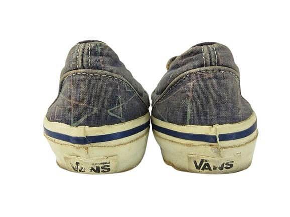 【中古】バンズ VANS 80s 90s スリッポン 革張り USA製 スニーカー キャンバス ヴィンテージ シューズ 総柄