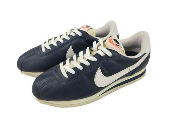 【中古】ナイキ NIKE 90s 96年製 レザー コルテッツ LEATHER CORTEZ スニーカー 27 紺 白 ヴィンテージ シューズ