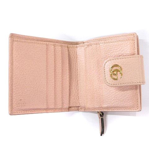 【中古】グッチ GUCCI GGマーモント レザー コンパクトウォレット 二つ折り財布 ピンク ☆AA★ レディース_3
