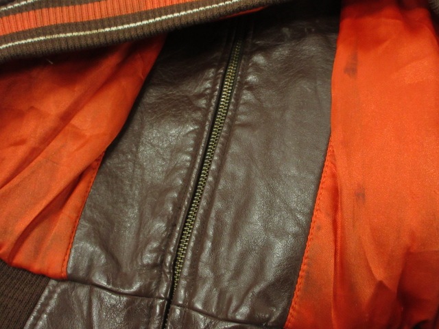 【中古】90s NFL クリーブランド ブラウンズ CLEVELAND BROWNS オールレザー スタジャン XL ブラウン オレンジ_2