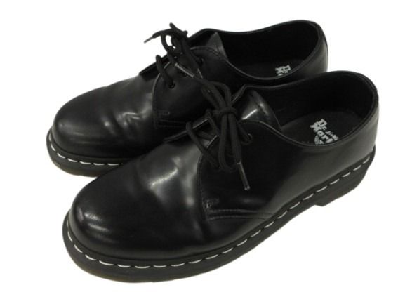 【中古】ドクターマーチン DR.MARTENS 1461 WHITE STITCH 3eye 24757001 3ホール ホワイトステッチ シューズ UK8 黒