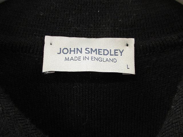 【中古】ジョンスメドレー JOHN SMEDLEY ウール ニットジャケット カーディガン イングランド製 L 黒 ブラック 長袖