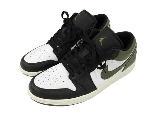 【中古】ナイキ NIKE AIR JORDAN 1 LOW blk/wht-medium olive 553558-092 エアジョーダン 1 ロー 29cm オリーブ