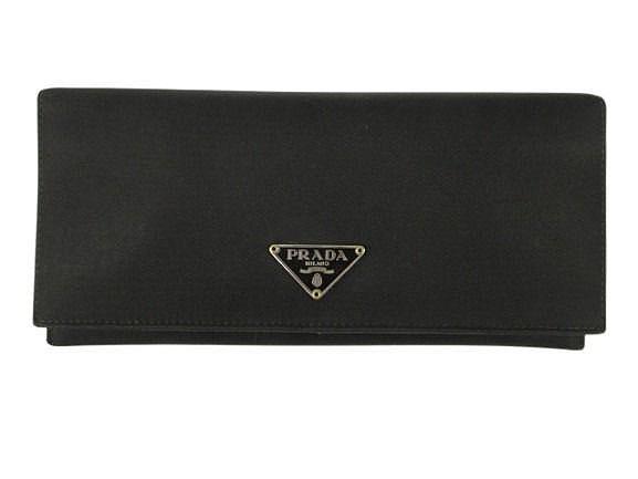 【中古】プラダ PRADA ナイロン 2つ折り 長財布 ロングウォレット 黒 ブラック ☆AA★ メンズ レディース