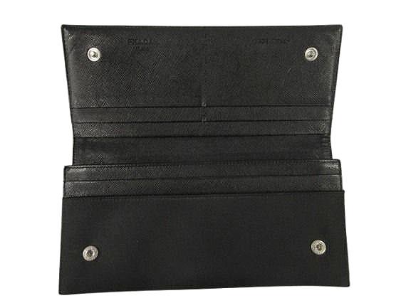 【中古】プラダ PRADA ナイロン 2つ折り 長財布 ロングウォレット 黒 ブラック ☆AA★ メンズ レディース