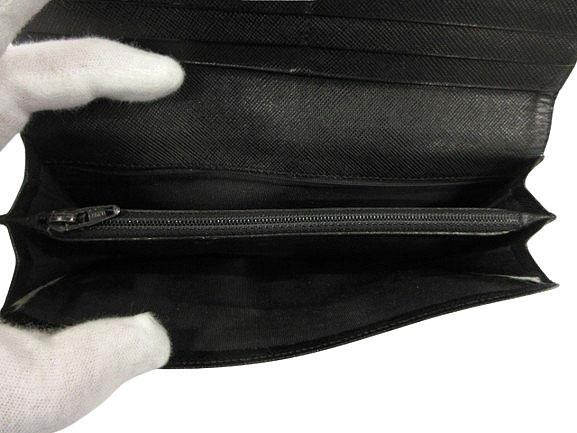 【中古】プラダ PRADA ナイロン 2つ折り 長財布 ロングウォレット 黒 ブラック ☆AA★ メンズ レディース
