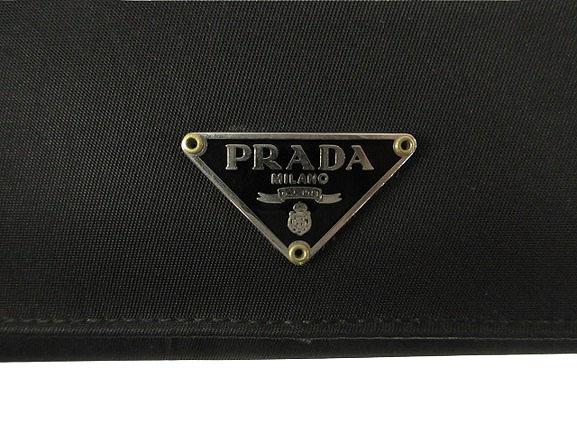 【中古】プラダ PRADA ナイロン 2つ折り 長財布 ロングウォレット 黒 ブラック ☆AA★ メンズ レディース