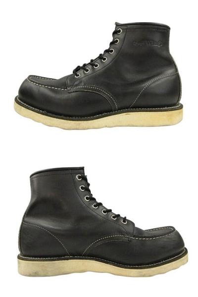 【中古】レッドウィング REDWING 00s 8130 アイリッシュセッター モックトゥ ブーツ 刺繍 羽タグ 9.5 2E ブラック