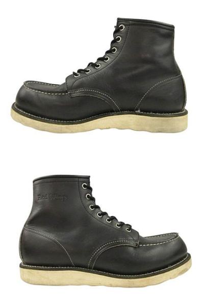 【中古】レッドウィング REDWING 00s 8130 アイリッシュセッター モックトゥ ブーツ 刺繍 羽タグ 9.5 2E ブラック