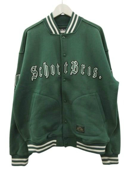 【中古】ショット SCHOTT スウェットスタジャン ロゴワッペン グリーン L メンズ