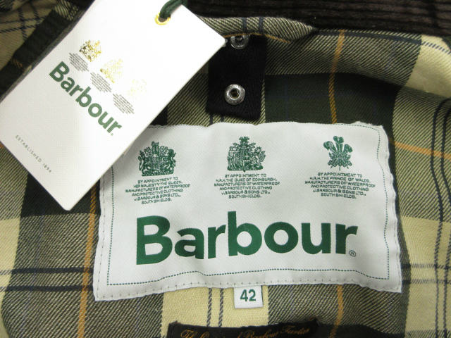 【中古】未使用品 バブアー Barbour ビデイル SL ウォッシュド加工 オイルドジャケット グリーン 42 メンズ_2