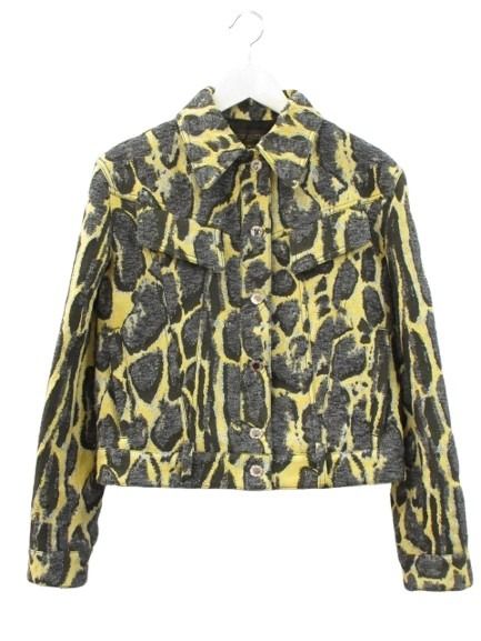 【中古】ルイヴィトン LOUIS VUITTON レオパード ジャガード ジャケット 36 イエロー系 グレー系 ウール混 アウター
