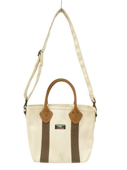 【中古】エルエルビーン L.L.BEAN 2WAY Tote Bag トートバッグ キャンバス ハンドバッグ ショルダーバッグ アイボリー