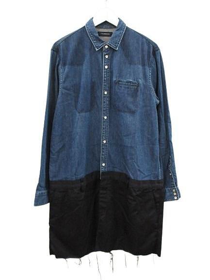 【中古】ジョン アンダーカバー John UNDERCOVER ギャバPTドッキング デニムロングシャツ 長袖シャツ JUT4407 3